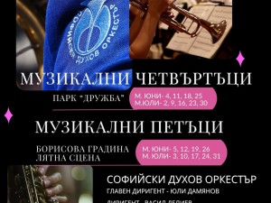 Лятна програма: "Музикални петъци" – концерти на Софийския духов оркестър на Лятната естрада в Борисовата градина